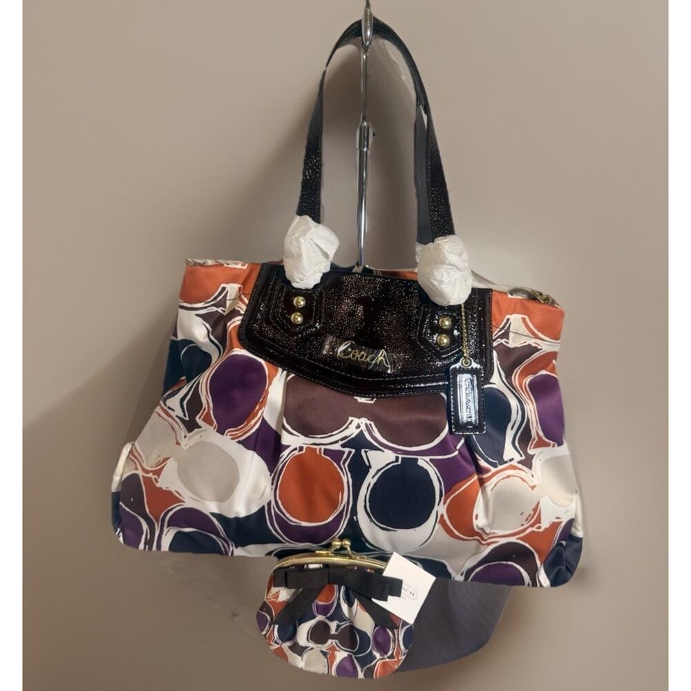 NWT Rare Coach F20113 Scarf Print Satchel & F62058 Coin Purse Set - Picture 11 of 14